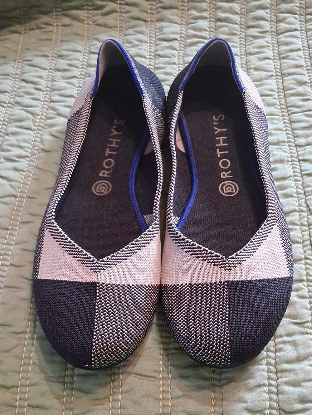 Rothy's Black and White Knit Ballet Flats